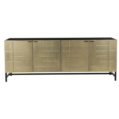 72" Gold Iron Ribbed Texture Sideboard with Four Doors HomeRoots