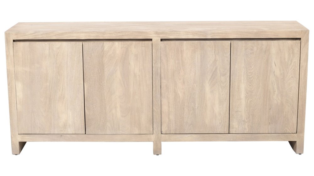 84" Ivory Distressed Reclaimed Wood Sideboard With Four Doors HomeRoots