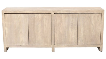 84" Ivory Distressed Reclaimed Wood Sideboard With Four Doors HomeRoots