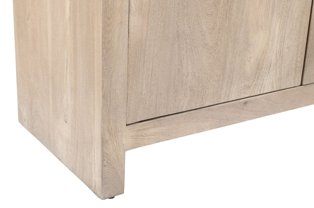 84" Ivory Distressed Reclaimed Wood Sideboard With Four Doors HomeRoots