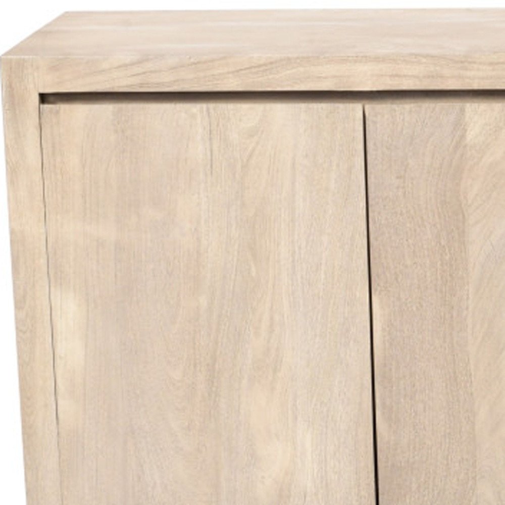 84" Ivory Distressed Reclaimed Wood Sideboard With Four Doors HomeRoots