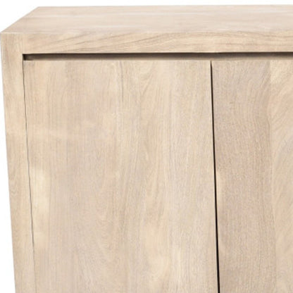 84" Ivory Distressed Reclaimed Wood Sideboard With Four Doors HomeRoots