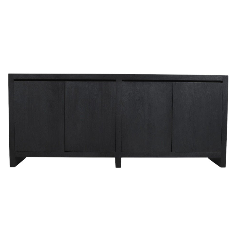 84" Graphite Distressed Reclaimed Wood Sideboard With Four Doors HomeRoots