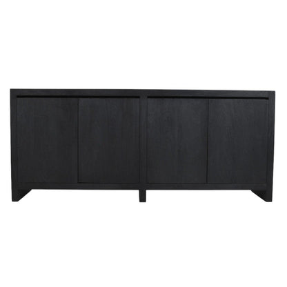 84" Graphite Distressed Reclaimed Wood Sideboard With Four Doors HomeRoots