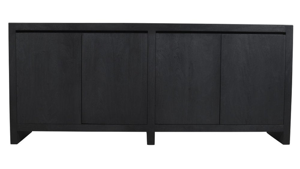 84" Graphite Distressed Reclaimed Wood Sideboard With Four Doors HomeRoots