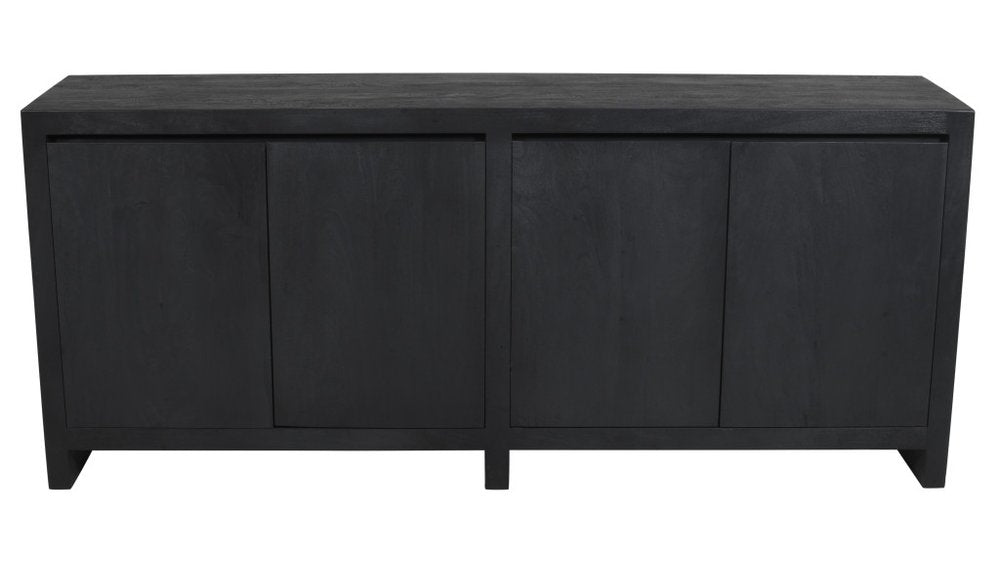 84" Graphite Distressed Reclaimed Wood Sideboard With Four Doors HomeRoots