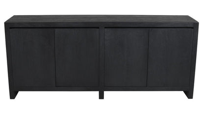 84" Graphite Distressed Reclaimed Wood Sideboard With Four Doors HomeRoots