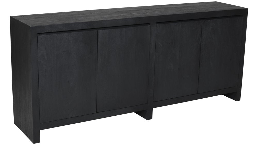 84" Graphite Distressed Reclaimed Wood Sideboard With Four Doors HomeRoots