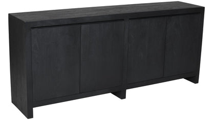 84" Graphite Distressed Reclaimed Wood Sideboard With Four Doors HomeRoots