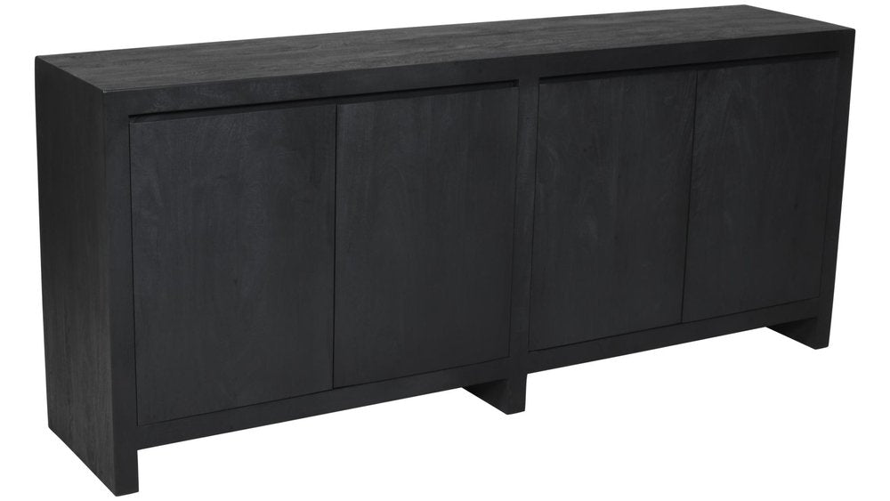 84" Graphite Distressed Reclaimed Wood Sideboard With Four Doors HomeRoots