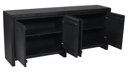 84" Graphite Distressed Reclaimed Wood Sideboard With Four Doors HomeRoots