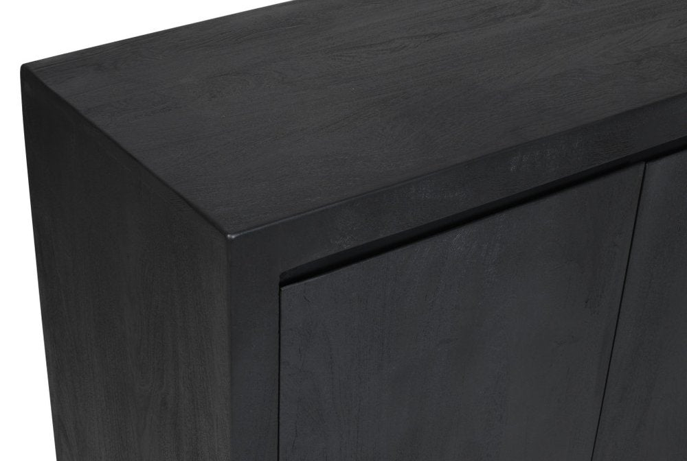 84" Graphite Distressed Reclaimed Wood Sideboard With Four Doors HomeRoots