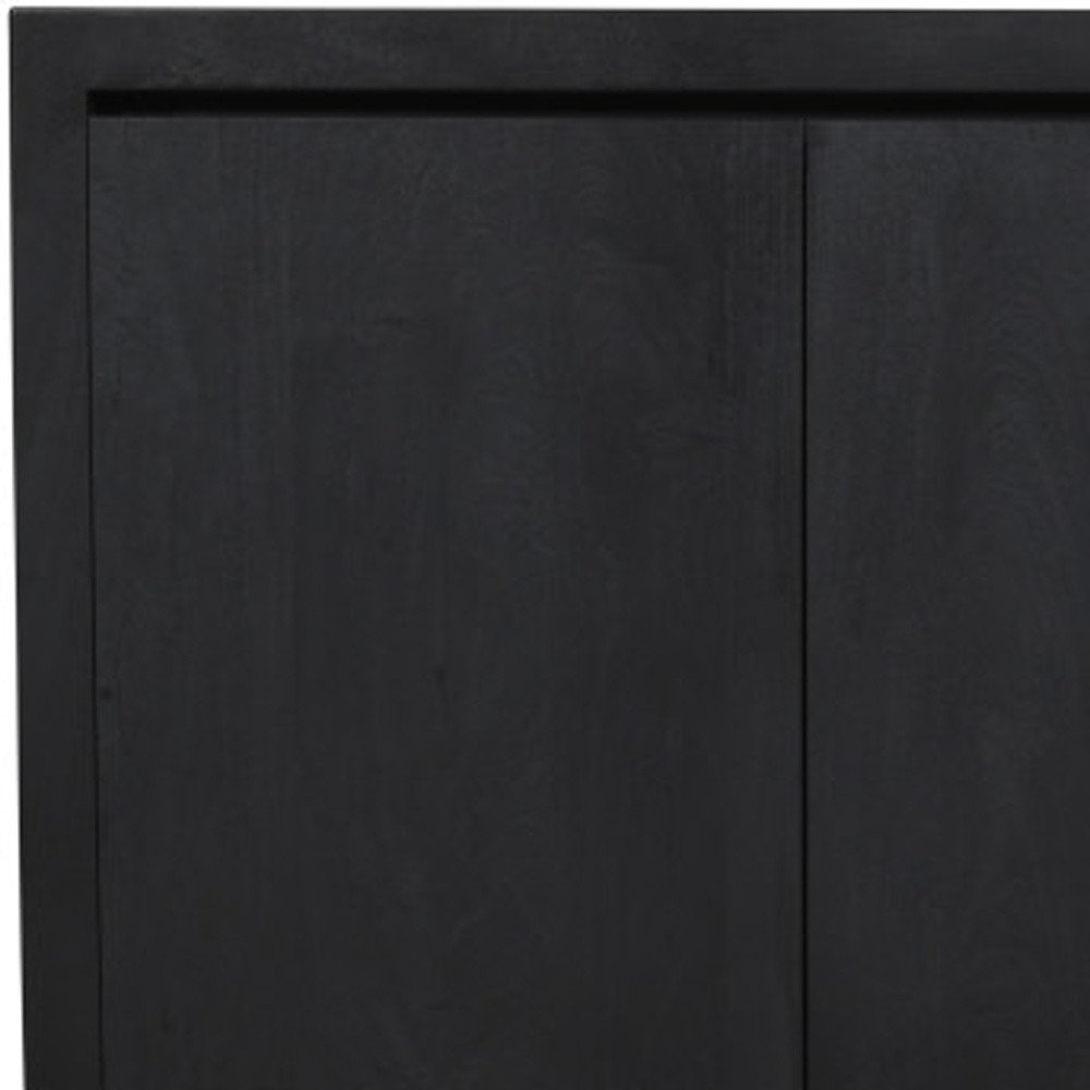 84" Graphite Distressed Reclaimed Wood Sideboard With Four Doors HomeRoots