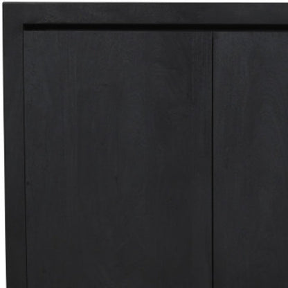 84" Graphite Distressed Reclaimed Wood Sideboard With Four Doors HomeRoots