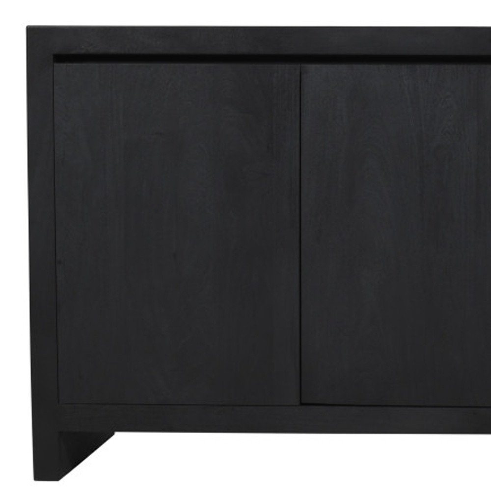 84" Graphite Distressed Reclaimed Wood Sideboard With Four Doors HomeRoots
