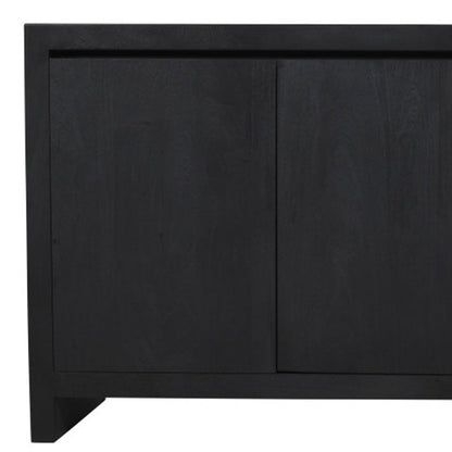 84" Graphite Distressed Reclaimed Wood Sideboard With Four Doors HomeRoots