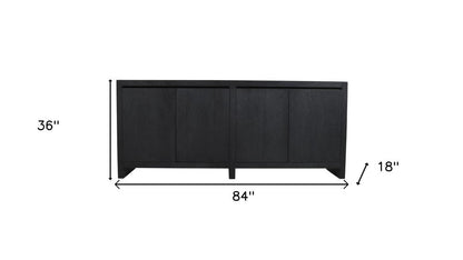 84" Graphite Distressed Reclaimed Wood Sideboard With Four Doors HomeRoots