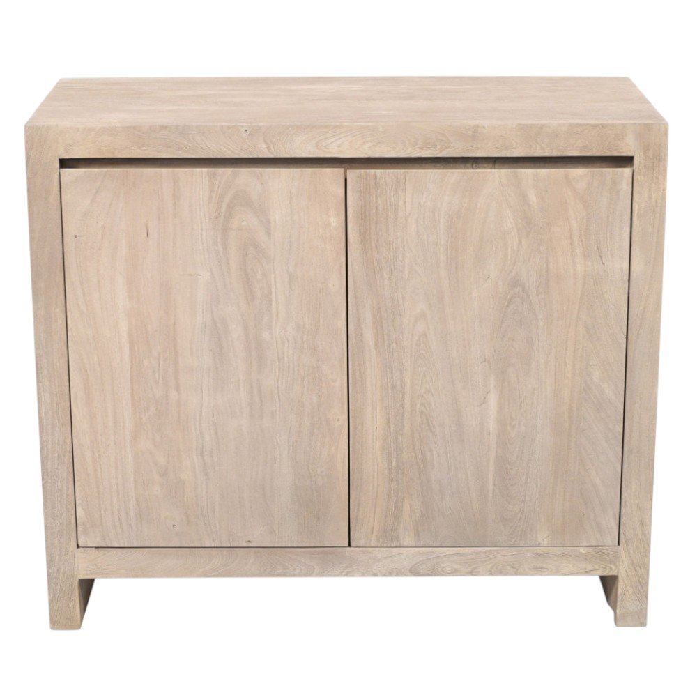42" Ivory Distressed Reclaimed Wood Sideboard With Two Doors HomeRoots