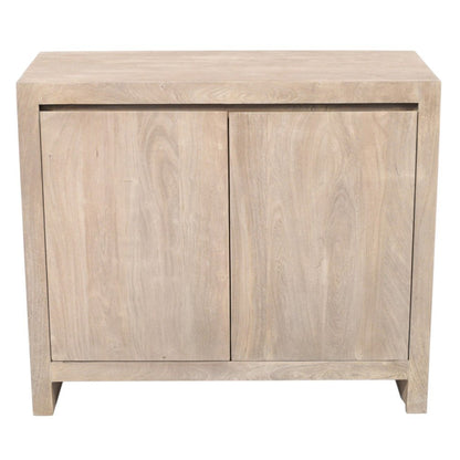 42" Ivory Distressed Reclaimed Wood Sideboard With Two Doors HomeRoots