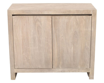 42" Ivory Distressed Reclaimed Wood Sideboard With Two Doors HomeRoots