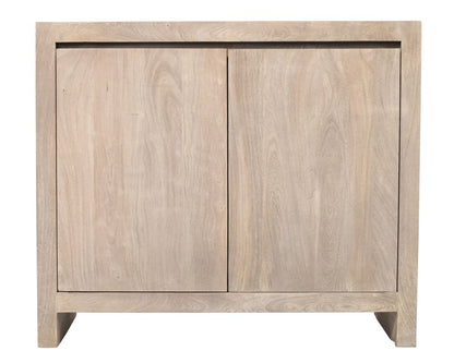42" Ivory Distressed Reclaimed Wood Sideboard With Two Doors HomeRoots