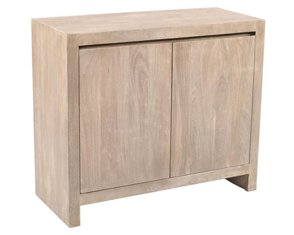 42" Ivory Distressed Reclaimed Wood Sideboard With Two Doors HomeRoots