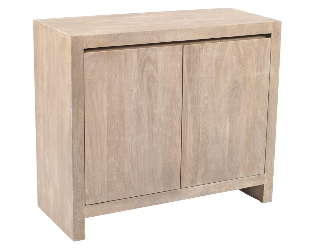 42" Ivory Distressed Reclaimed Wood Sideboard With Two Doors HomeRoots