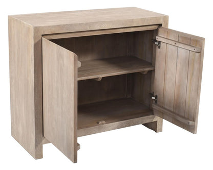 42" Ivory Distressed Reclaimed Wood Sideboard With Two Doors HomeRoots