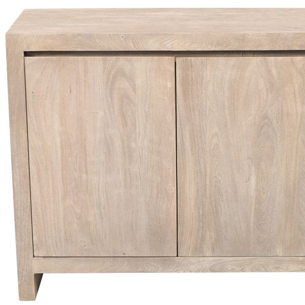 42" Ivory Distressed Reclaimed Wood Sideboard With Two Doors HomeRoots