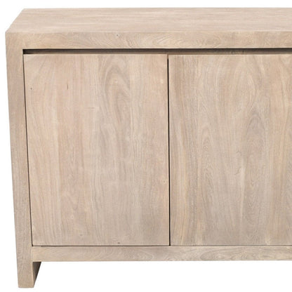 42" Ivory Distressed Reclaimed Wood Sideboard With Two Doors HomeRoots