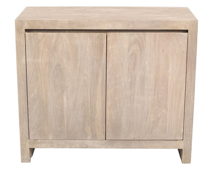 42" Ivory Distressed Reclaimed Wood Sideboard With Two Doors HomeRoots