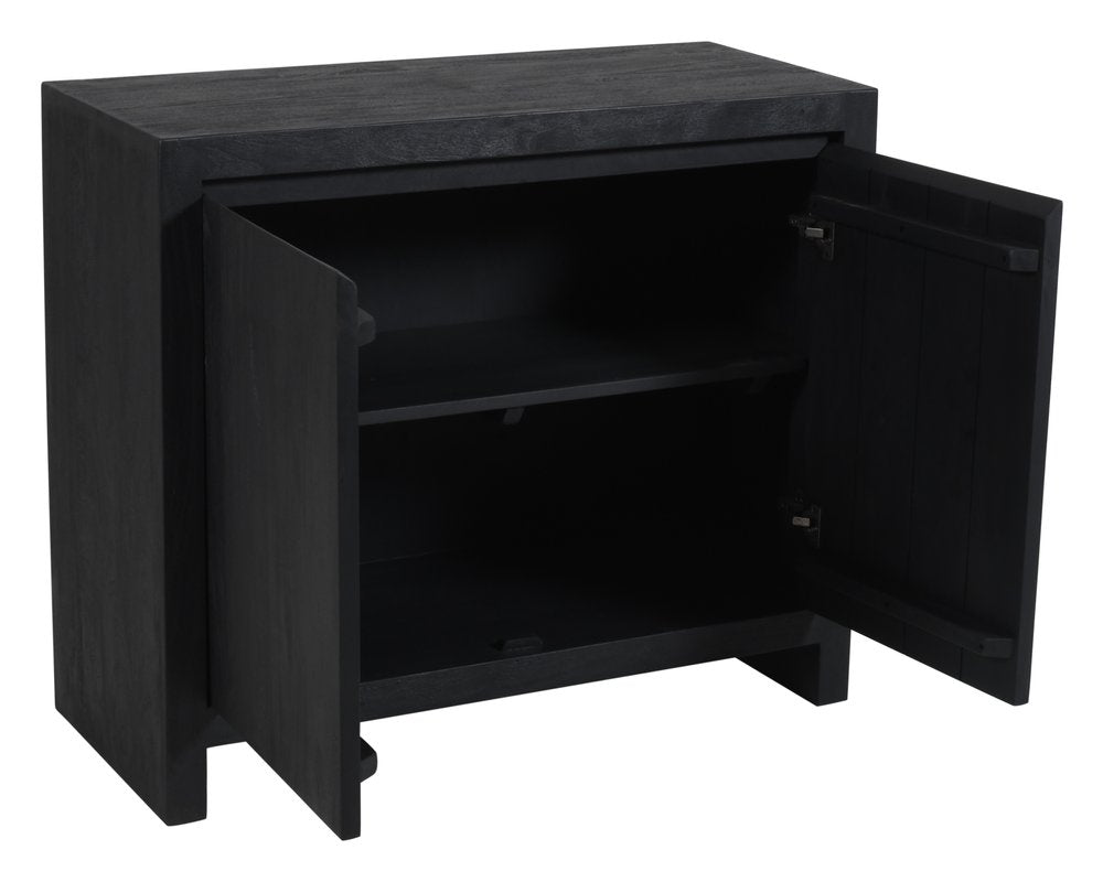 42" Graphite Distressed Reclaimed Wood Sideboard With Two Doors HomeRoots