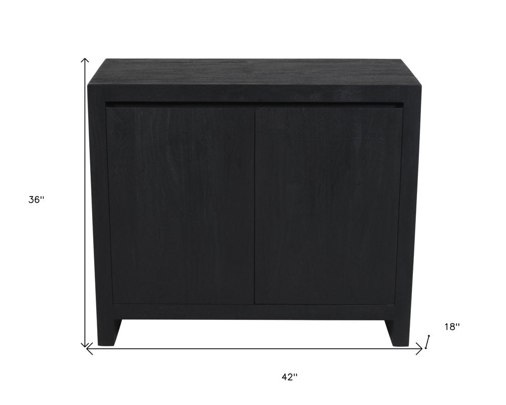 42" Graphite Distressed Reclaimed Wood Sideboard With Two Doors HomeRoots