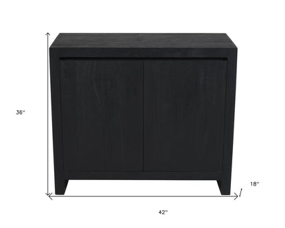 42" Graphite Distressed Reclaimed Wood Sideboard With Two Doors HomeRoots