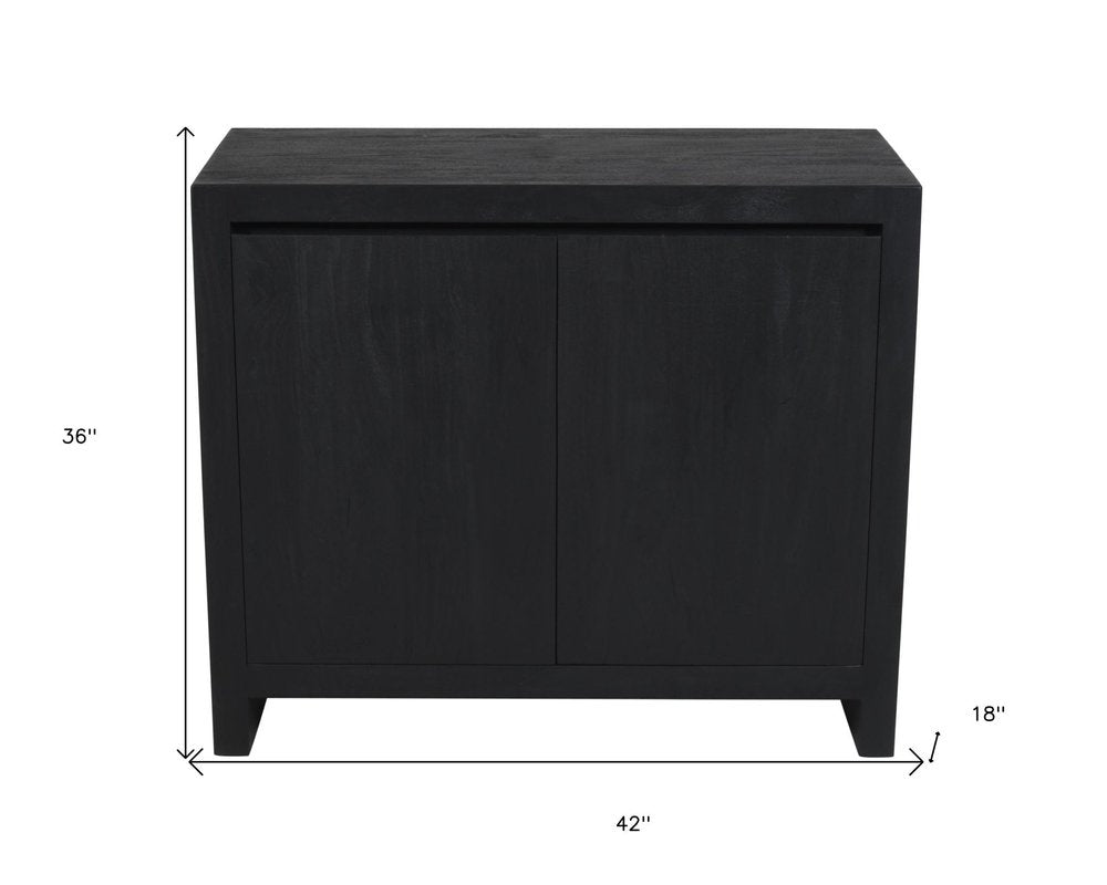 42" Graphite Distressed Reclaimed Wood Sideboard With Two Doors HomeRoots