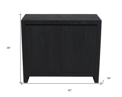 42" Graphite Distressed Reclaimed Wood Sideboard With Two Doors HomeRoots