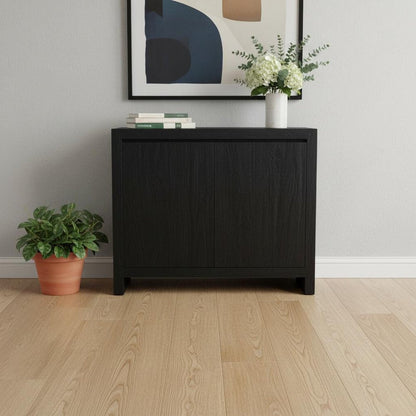42" Graphite Distressed Reclaimed Wood Sideboard With Two Doors HomeRoots