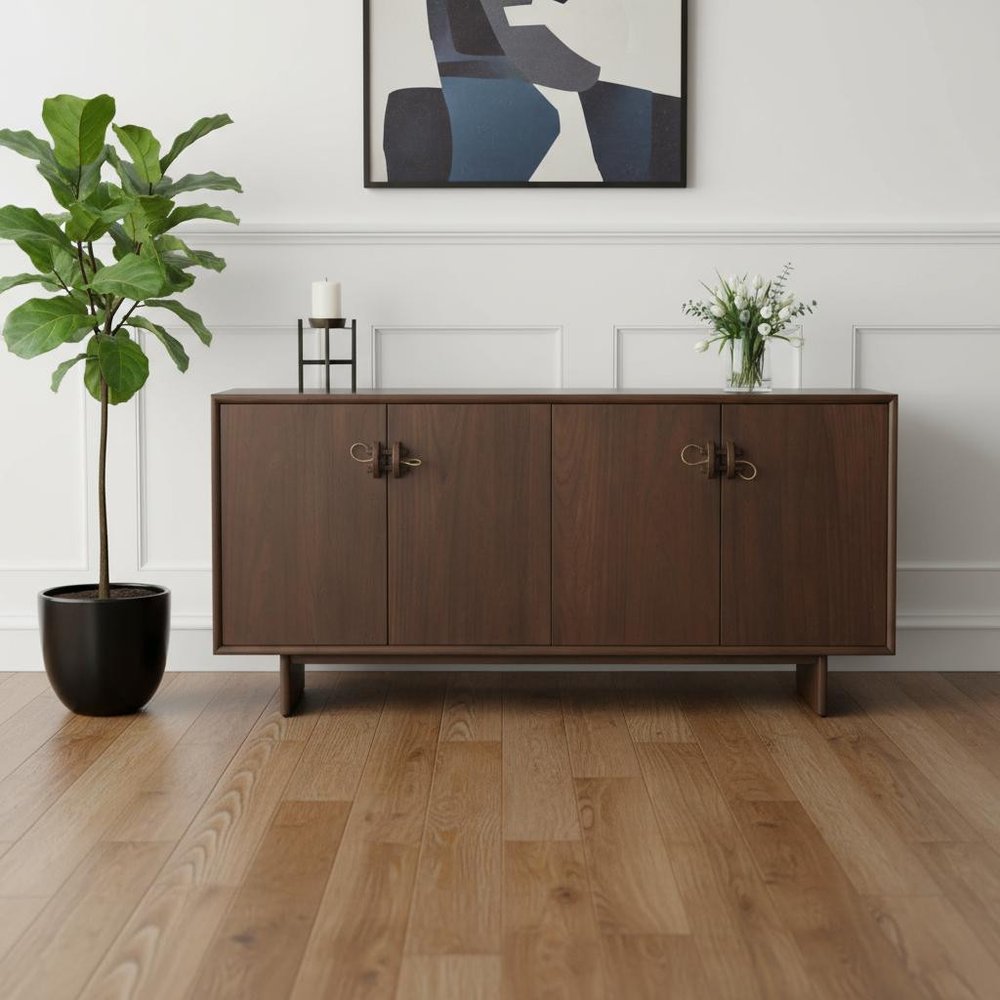 71" Brown Sideboard Soft Close with Four Doors HomeRoots