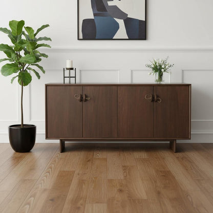 71" Brown Sideboard Soft Close with Four Doors HomeRoots