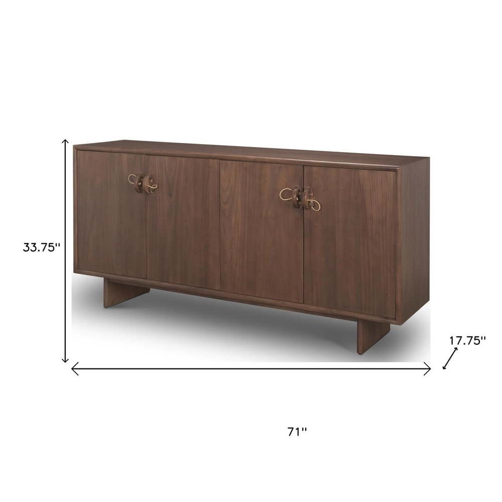 71" Brown Sideboard Soft Close with Four Doors HomeRoots