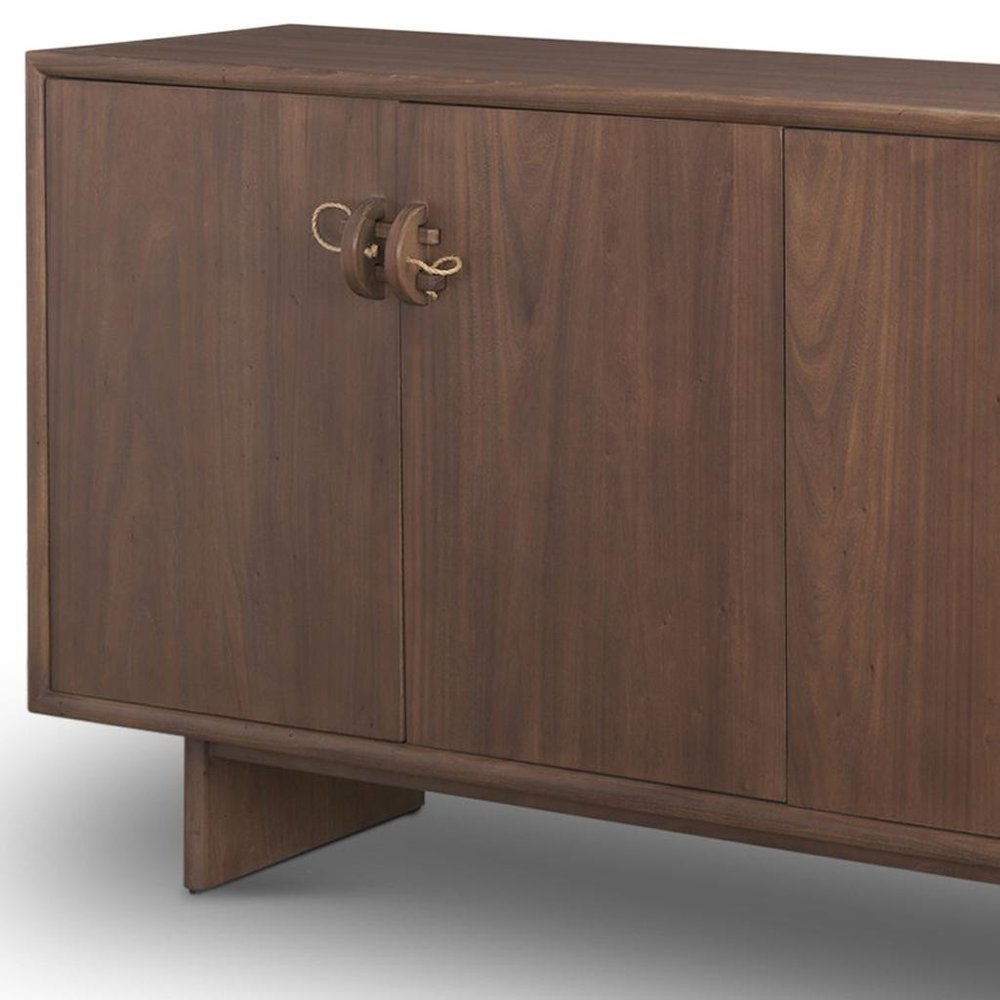 71" Brown Sideboard Soft Close with Four Doors HomeRoots
