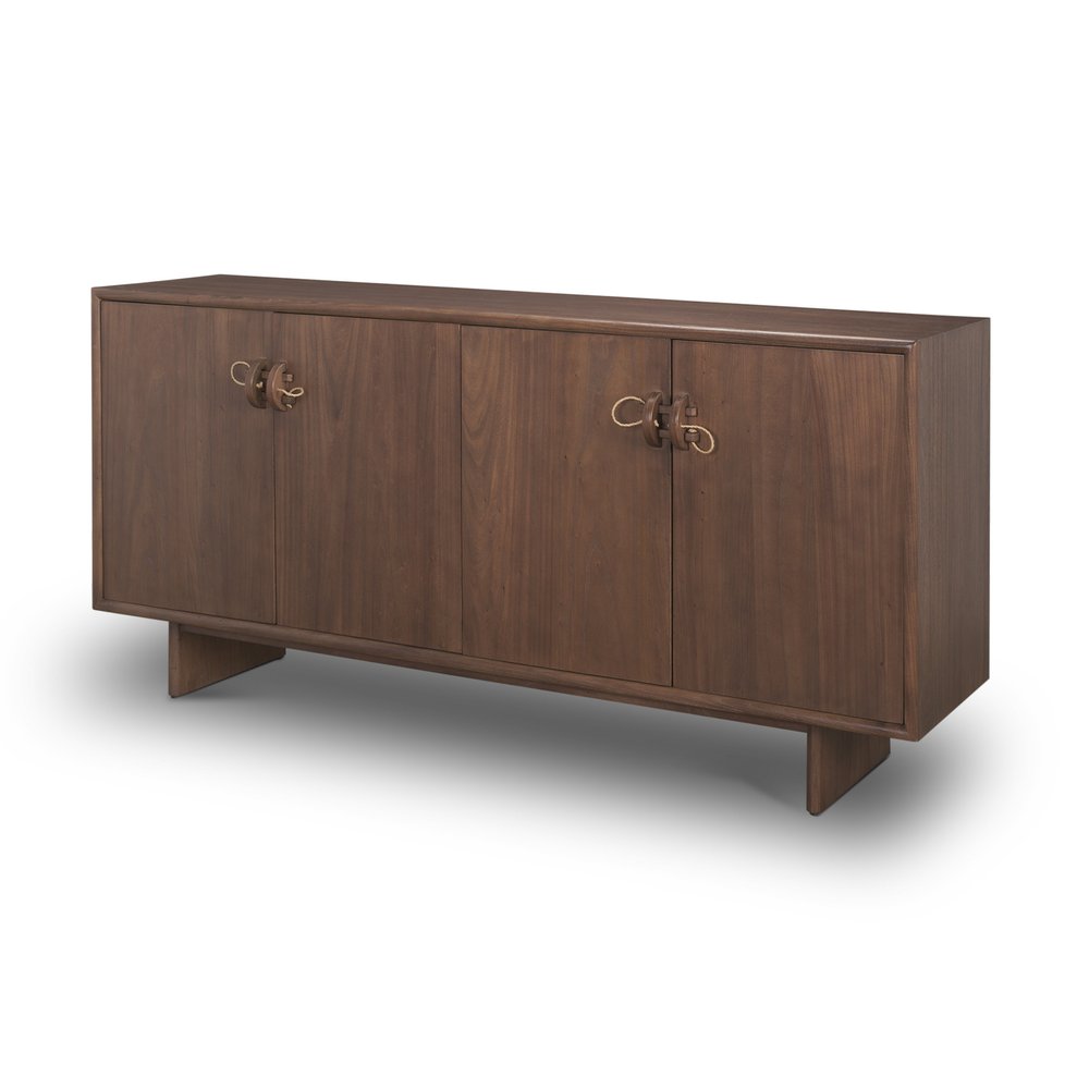 71" Brown Sideboard Soft Close with Four Doors HomeRoots
