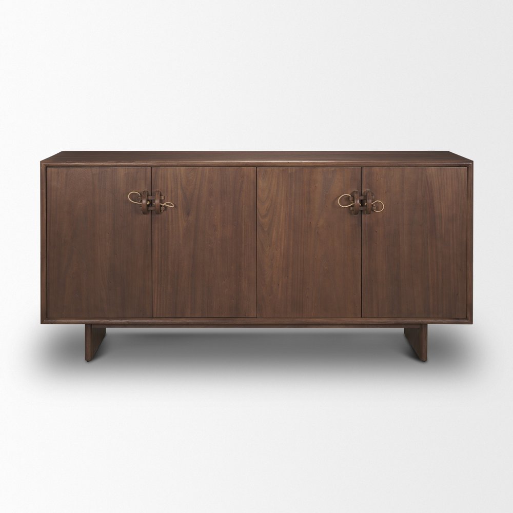 71" Brown Sideboard Soft Close with Four Doors HomeRoots