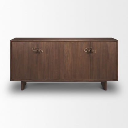71" Brown Sideboard Soft Close with Four Doors HomeRoots