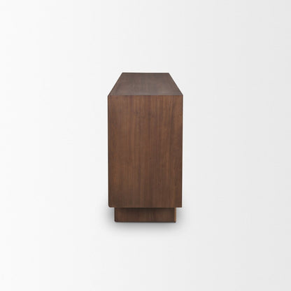 71" Brown Sideboard Soft Close with Four Doors HomeRoots