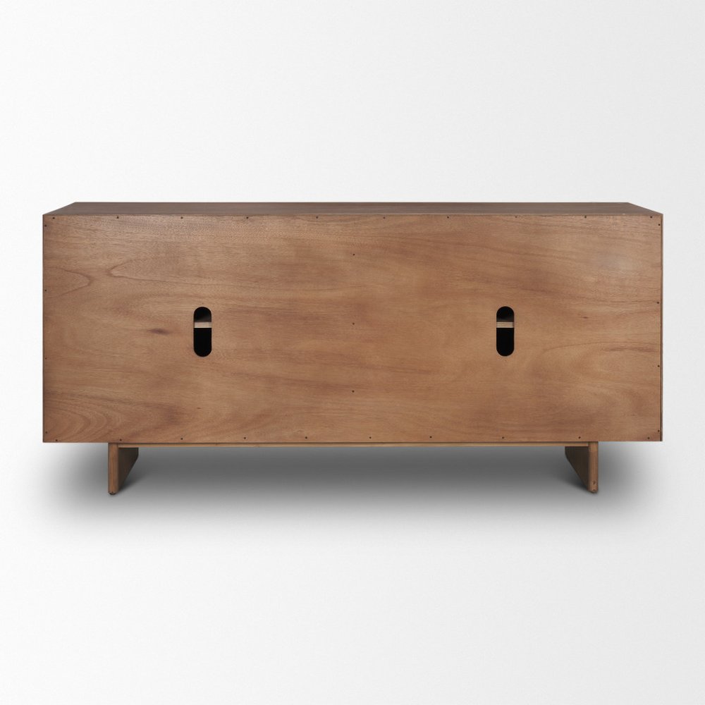 71" Brown Sideboard Soft Close with Four Doors HomeRoots