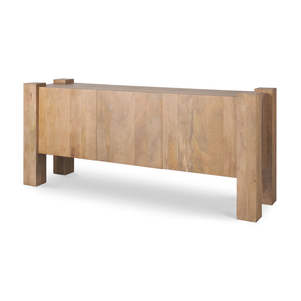 75" Light Brown Solid Wood Sideboard Soft Close with Three Doors — view 1