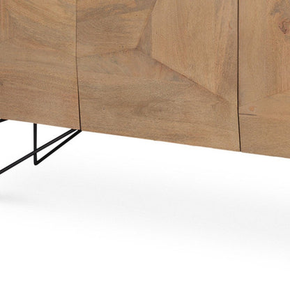 80" Black Solid Wood Sideboard Soft Close with Four Doors HomeRoots