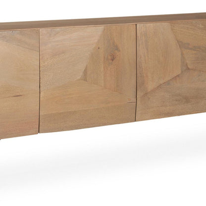 80" Black Solid Wood Sideboard Soft Close with Four Doors HomeRoots