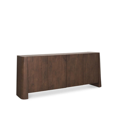 81" Brown Solid Wood Sideboard Soft Close with Four Doors HomeRoots